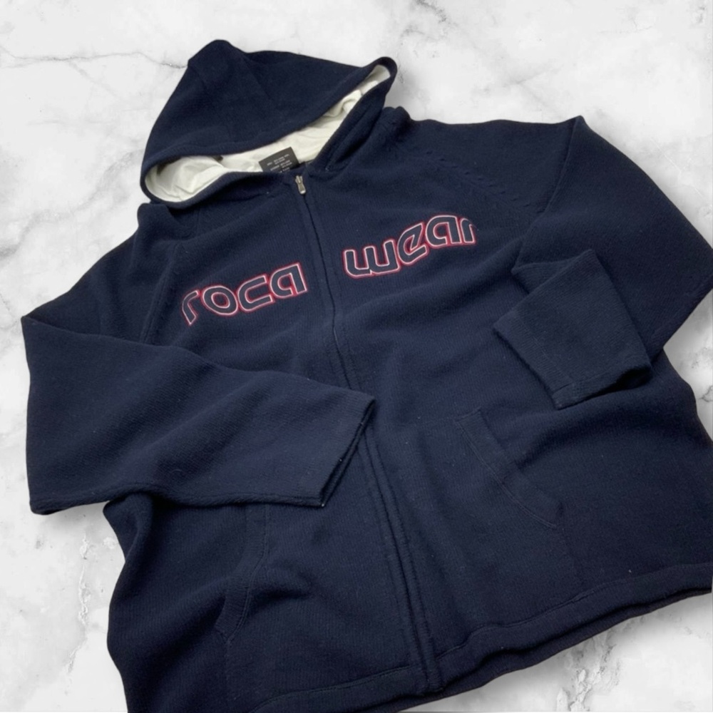Men's Rocawear Navy | Burgundy | White Hooded Full Zip Sweater